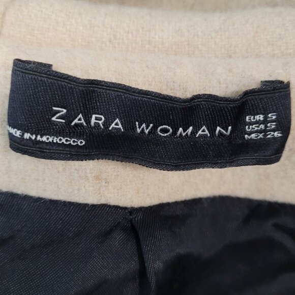 Zara Woman Tan Gold Buckle Full Zip Hooded Pockets Lined Jacket Size Small S - Picture 3 of 15